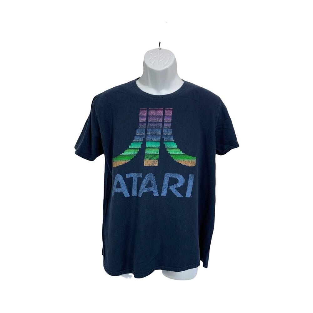 Atari Mens T Shirt Large Blue Top Tee Cotton Crew Neck Short Sleeve